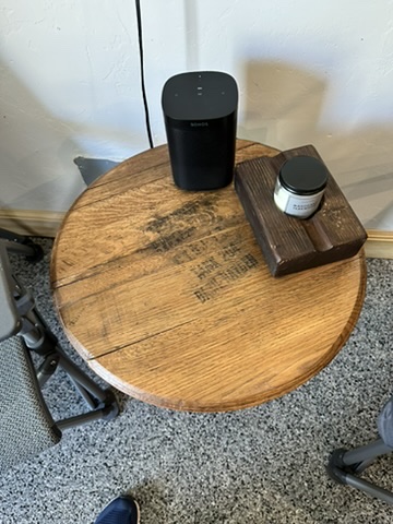 End Table from Barrel Lid